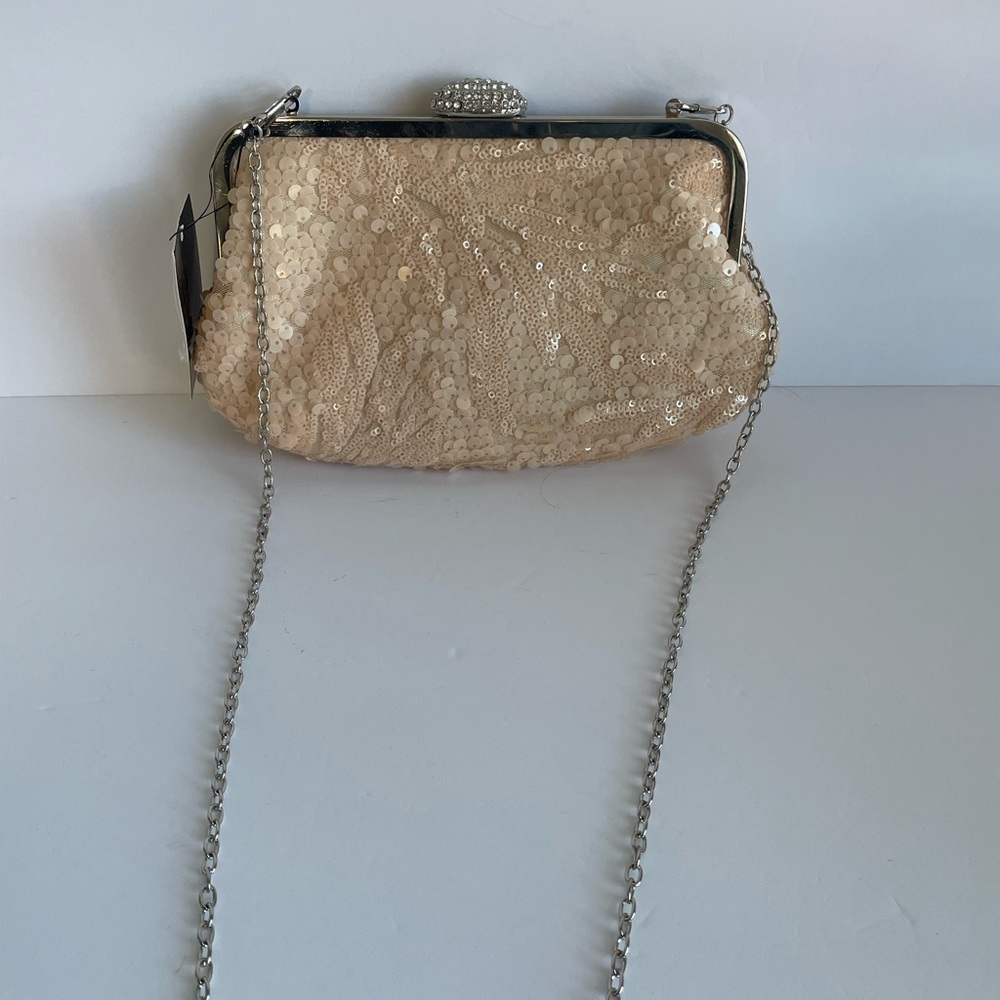 Chic Sequin Clutch with Silver Chain